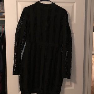 Black high neck dress